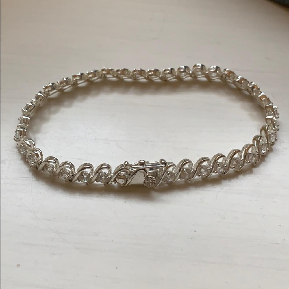 Diamond bracelet, sterling silver.